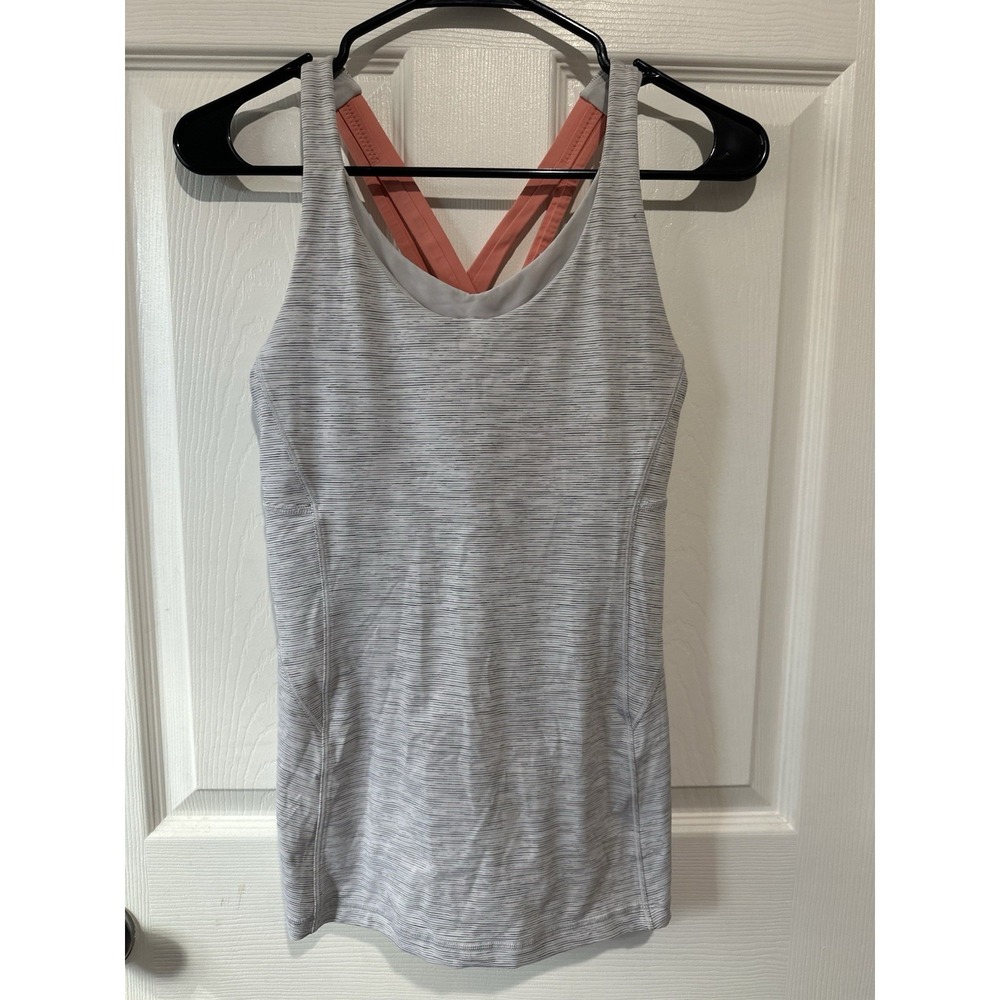 Lululemon Stash N' Run Tank Grey And White Size 8